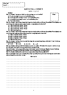 Kiểm tra 15 phút môn: Vật lí lớp 8