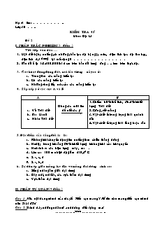 Kiểm tra 45 phút môn: Địa lí 10 - Đề 2