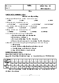 Kiểm tra 45 phút môn: Địa lí 12 - Đề 1