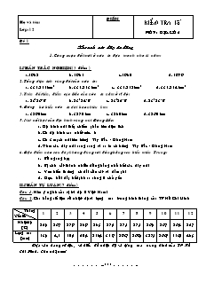 Kiểm tra 45 phút môn: Địa lí lớp 12 - Đề 1