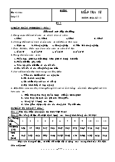 Kiểm tra 45 phút môn: Địa lí lớp 12 - Đề 2