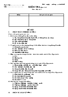 Kiểm tra học kì II môn: Địa lí 9