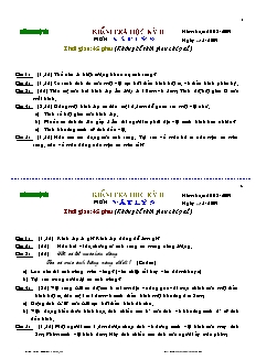 Kiểm tra học kỳ II môn Vật lý 9 (tự luận)