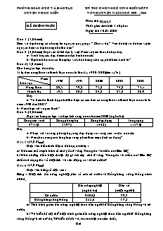 Kỳ thi chọn học sinh giỏi lớp 9 vòng huyện năm học 2009 - 2010 môn thi: Địa lý đề chính thức thời gian làm bài: 150 phút