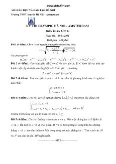 Kỳ thi olympic hà nội - Amsterdam môn Toán lớp 11