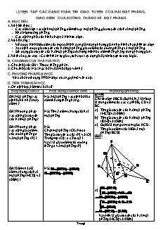 Luyện tập các dạng toán tìm giao tuyến của hai mặt phẳng, giao điểm của đường thẳng và mặt phẳng