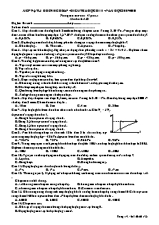 Môn vật lí khối 10 chuẩn - Kiểm tra học kì II - năm học 2009-2010 thời gian làm bài: 45 phút