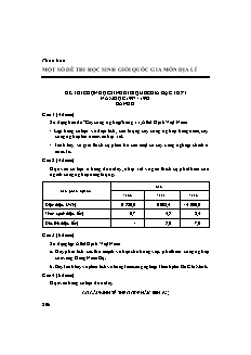 Một số đề thi học sinh giỏi quốc gia môn Địa Lí