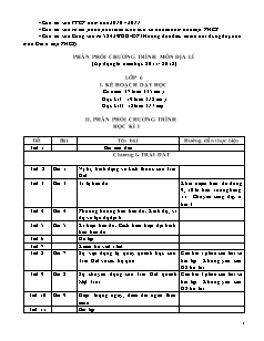 Phân phối chương trình môn Địa lí (áp dụng từ năm học 2011 - 2012)