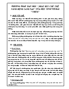 Phương pháp dạy học “phát huy chủ thể năng động sáng tạo” của học sinh với bài “nhôm