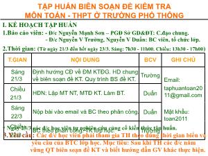 Tập huấn biên soạn đề kiểm tra môn toán - THPT ở trường phổ thông