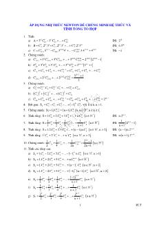 Áp dụng nhị thức newton để chúng minh hệ thức và tính tổng tổ hợp