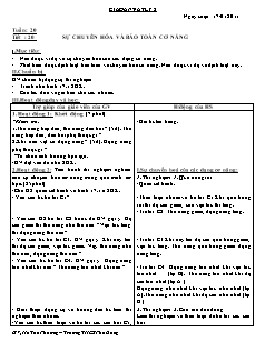 Bài dạy môn Vật lý 8 tiết 20: Sự chuyển hóa và bảo toàn cơ năng