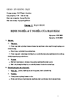 Bài giảng Đại số 11: Định nghĩa & ý nghĩa của đạo hàm