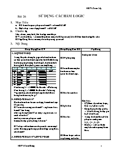 Bài giảng môn học Công nghệ lớp 11 - Bài 26: Sử dụng các hàm logic