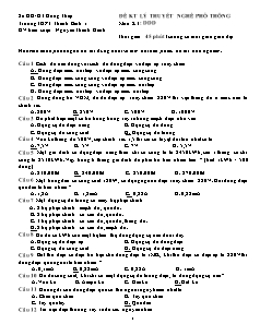 Bài giảng môn học Công nghệ lớp 11 - Đề kiểm tra lý thuyết nghề phổ thông thời gian : 45 phút (không kể thời gian giao đề)