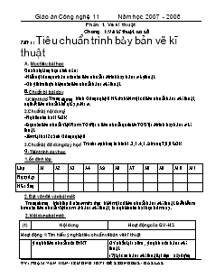 Bài giảng môn học Công nghệ lớp 11 - Tiết 1: Tiêu chuẩn trình bày bản vẽ kĩ (tiếp theo)