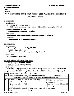 Bài giảng môn học Công nghệ lớp 11 - Tuần 17 - Tiết 34 - Bài 27: Hệ thống cung cấp nhiên liệu và không khí trong động cơ xăng