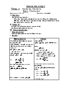Bài giảng môn học Đại số lớp 9 - Tiết 1 - Căn bậc hai