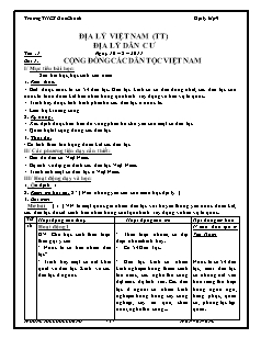 Bài giảng môn học Địa lý lớp 9 - Tiết 1 - Bài 1: Cộng đồng các dân tộc Việt Nam (Tiết 26)