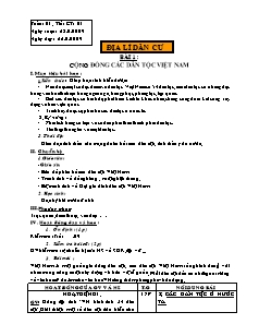 Bài giảng môn học Địa lý lớp 9 - Tuần 1 - Tiết 1 - Bài 1 : Cộng đồng các dân tộc Việt Nam (Tiết 32)