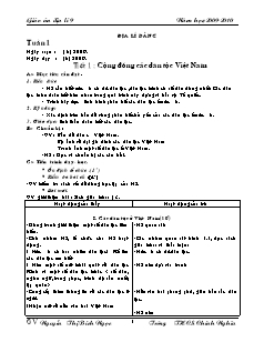 Bài giảng môn học Địa lý lớp 9 - Tuần 1 - Tiết 1 : Cộng đồng các dân tộc Việt Nam (tiết 2)