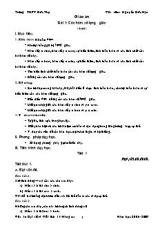 Bài giảng môn học Toán học lớp 11 - Bài 1: Các hàm số lượng giác (4 tiết)