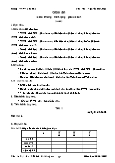 Bài giảng môn học Toán học lớp 11 - Bài 2: Phương trình lượng giác cơ bản (6 tiết)