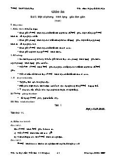 Bài giảng môn học Toán học lớp 11 - Bài 3: Một số phương trình lượng giác đơn giản (8 tiết)