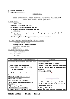 Bài giảng môn học Toán học lớp 11 - Chương 1: Phép dời hình và phép đồng dạng trong mặt phẳng phép biến hình - Phép tịnh tiến