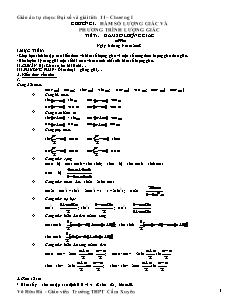 Bài giảng môn học Toán học lớp 11 - Tiết 1: Hàm số lượng giác (Tiếp theo)