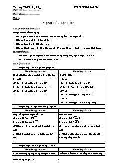 Bài giảng môn học Toán học lớp 11 - Tiết 1 : Mệnh đề - Tập hợp