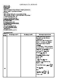 Bài giảng môn học Toán học lớp 11 - Tiết 54, 55, 56: Giới hạn của hàm số