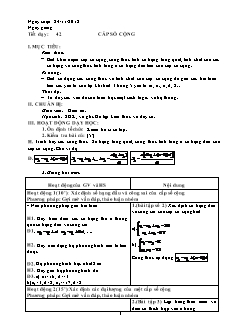 Bài giảng môn học Toán học lớp 11 - Tiết dạy: 42: Cấp số cộng