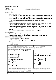 Bài giảng môn học Toán học lớp 11 - Tiết dạy: 44: Bài tập cấp số nhân