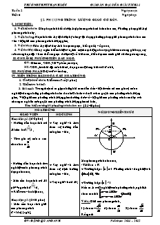 Bài giảng môn học Toán học lớp 11 - Tuần 2 - Tiết 6 - Bài 2: Phương trình lượng giác cơ bản
