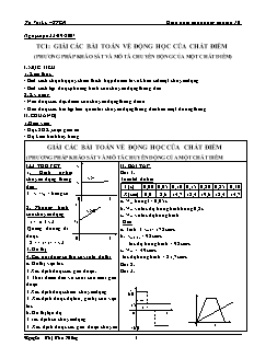 Bài giảng môn học Vật lý lớp 10 - Giải các bài toán về động học của chất điểm