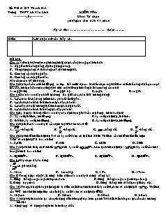 Bài giảng môn học Vật lý lớp 10 - Kiểm tra môn: tự chọn (thời gian làm bài: 45 phút)