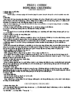 Bài giảng môn học Vật lý lớp 10 - Phần 1: Cơ học động học chất điểm chuyển động cơ
