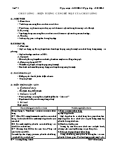 Bài giảng môn học Vật lý lớp 10 - Tiết 73:  Chất lỏng – hiện tượng căng bề mặt của chất lỏng (tiếp)