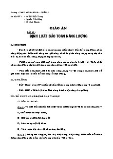 Bài giảng môn học Vật lý lớp 9 - Bài 60: Định luật bảo toàn năng lượng