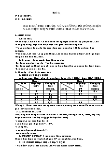 Bài giảng môn học Vật lý lớp 9 - Tiết 1 - Bài 1: Sự phụ thuộc của cường độ dòng điện vào hiệu điện thế giữa hai đầu dây dẫn (Tiết 4)