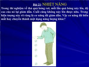 Bài giảng Vật lý lớp 08 bài 21: Nhiệt năng