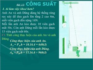 Bài giảng Vật lý lớp 8 bài 15: Công suất