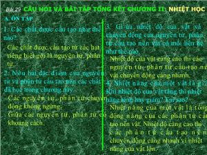 Bài giảng Vật lý lớp 8 bài 29: Câu hỏi và bài tập tổng kết chương II: nhiệt học