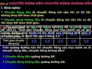 Bài giảng Vật lý lớp 8 bài 3: Chuyển động đều-Chuyển động không đều