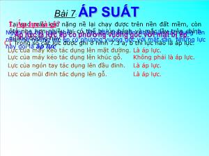 Bài giảng Vật lý lớp 8 bài 7: Áp suất