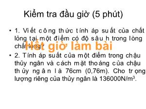 Bài giảng Vật lý lớp 8 bài 9: Áp suất khí quyển