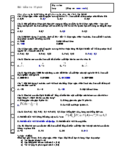 Bài kiểm tra 15 phút Xác suất thống kê