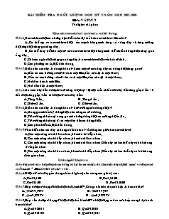 Bài kiểm tra chất lượng học kỳ I - Năm học 2007-2008. môn: Vật lý 9